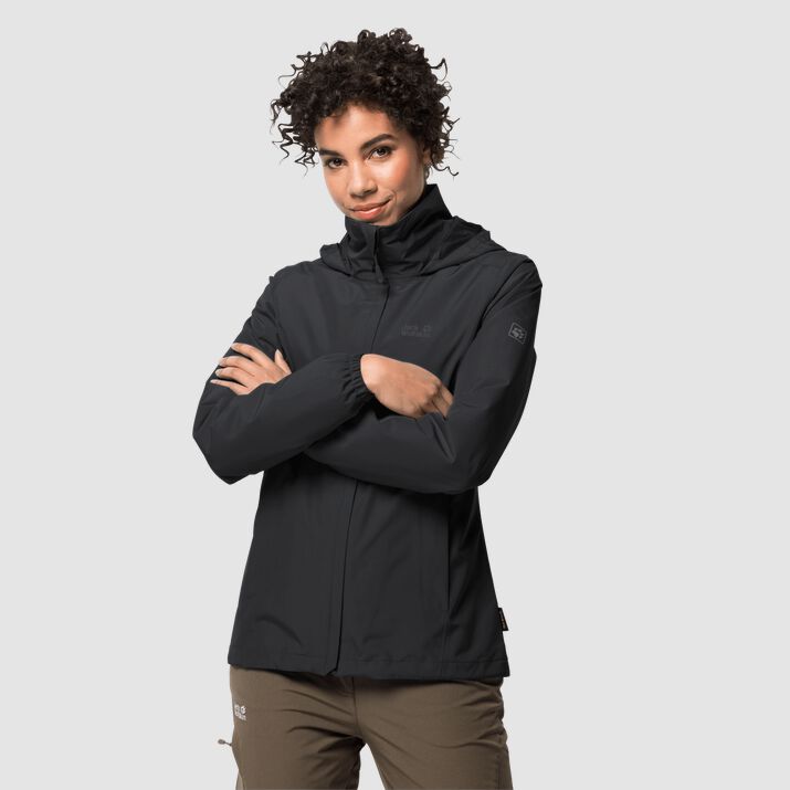 Chamarra Hardshell Jack Wolfskin Stormy Point Mujer Negros Mexico-7386951